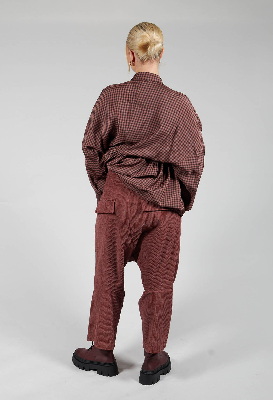 Trousers with Attachable Brace in Rust