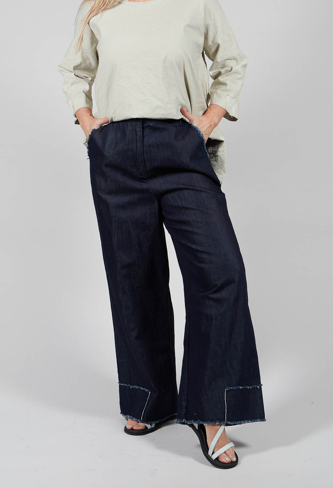 Wide Leg Denim Trousers