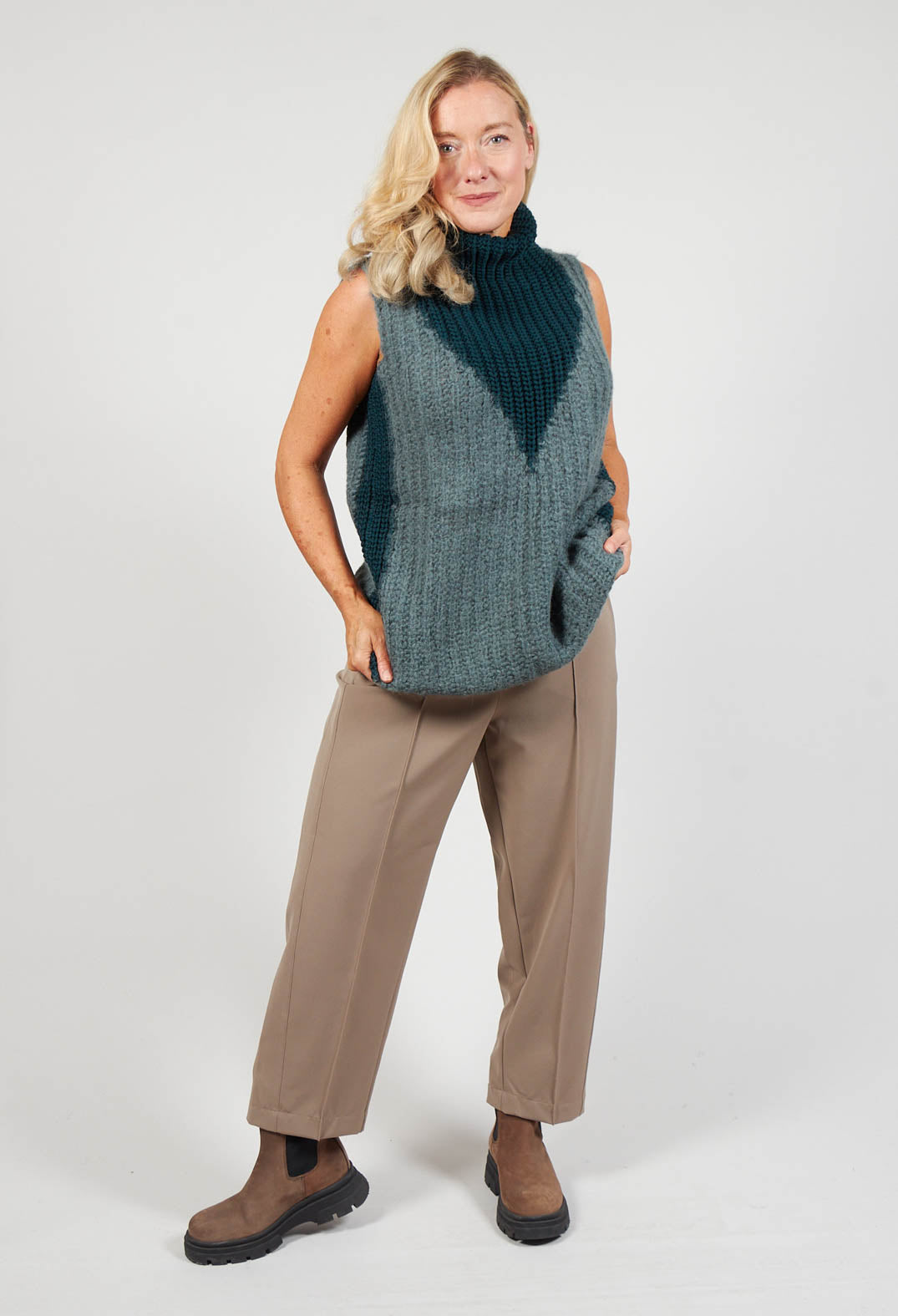 green and grey ladies knit jumper 