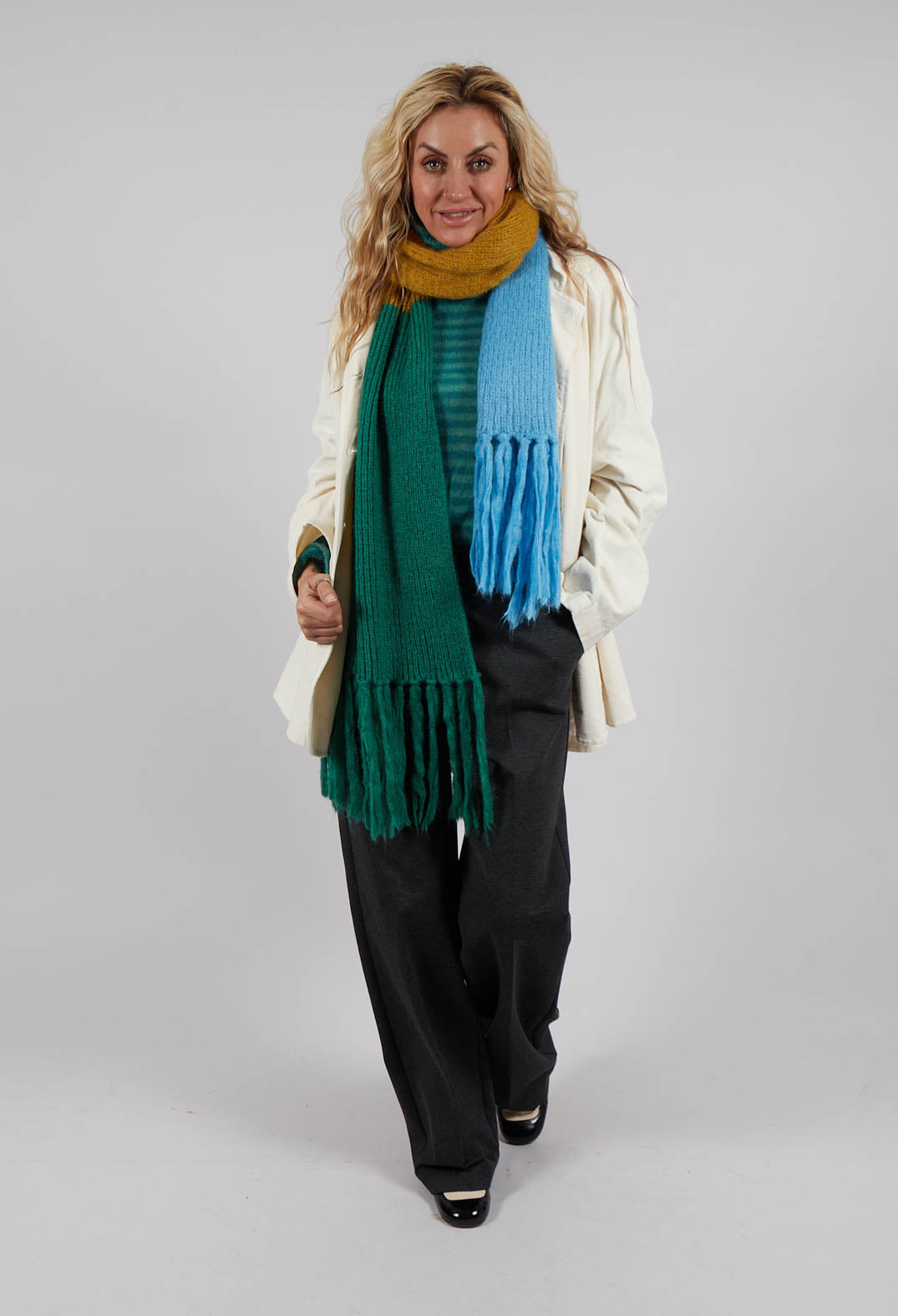 Cotton Flare Button Coat in Butter