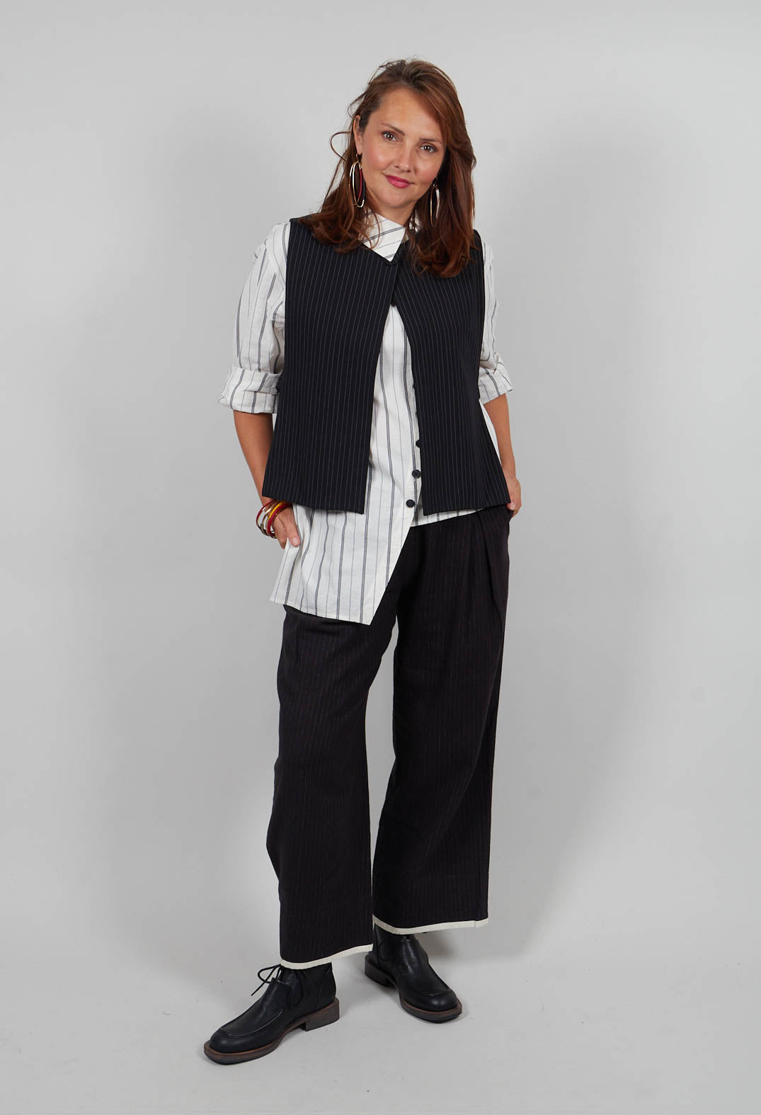 Pinstripe Trousers in Black