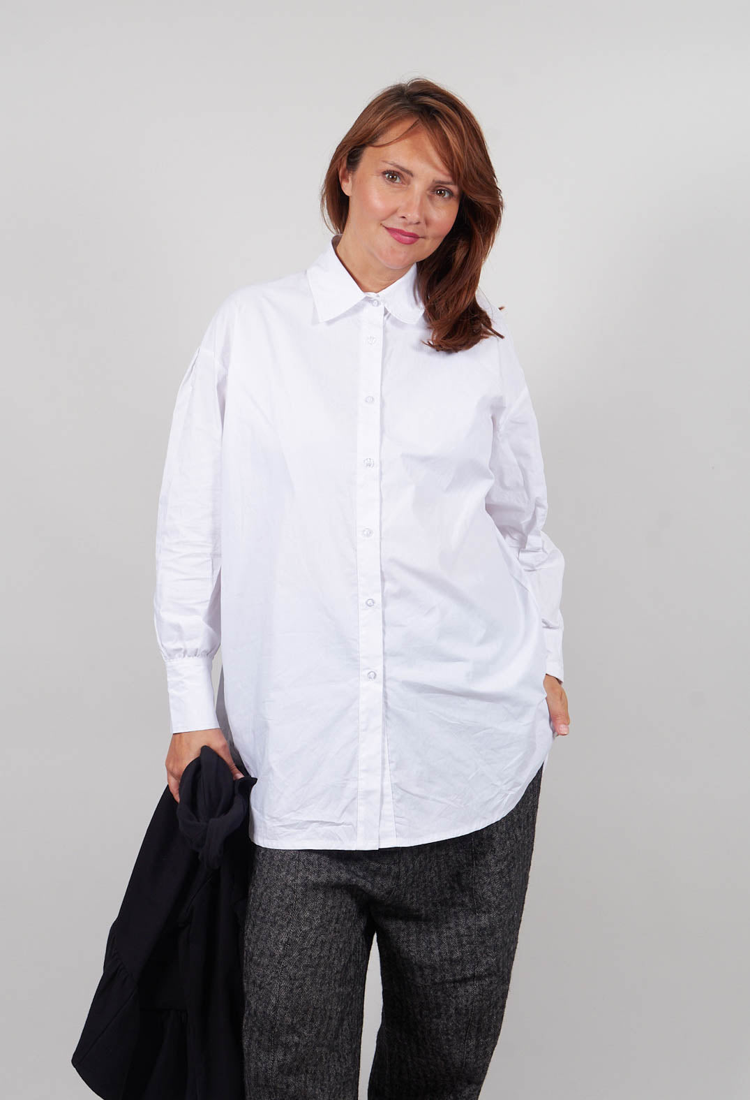Button Up Long Sleeve Shirt in White