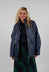 Parka Faux Leather Jacket in Blue Notte