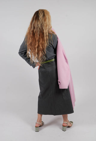 Dual Fabric Metallic Dress in Anthracite