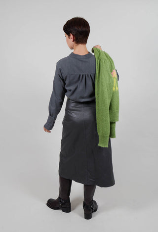 Dual Fabric Metallic Dress in Anthracite