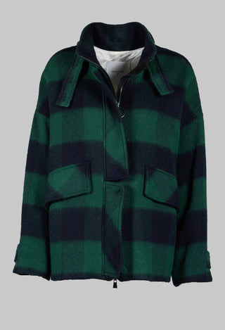 London Wool Check Jacket in Blue and Green