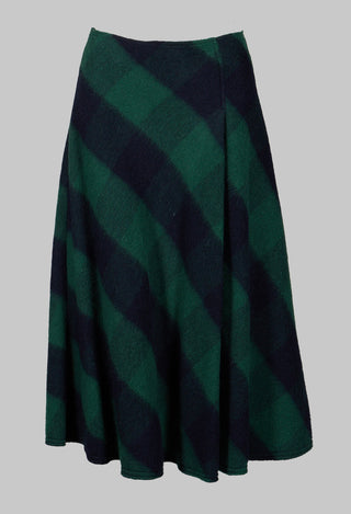 London Wool Check Skirt in Blue and Green