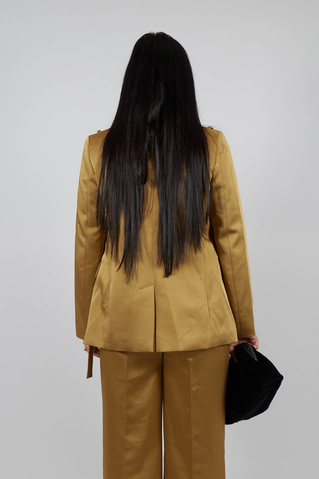 Gloss Satin Blazer in Tobacco