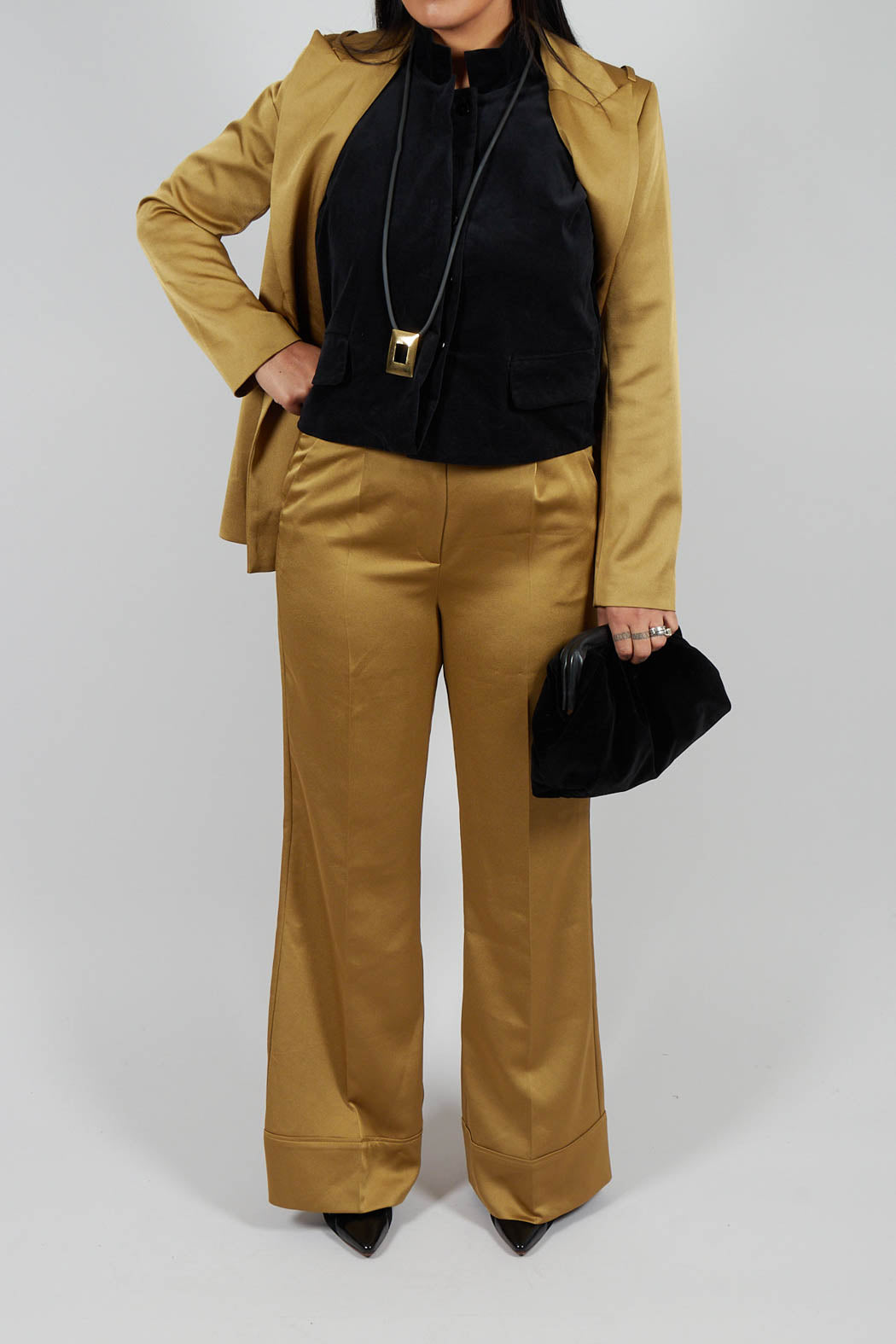 Gloss Satin Trousers in Tobacco