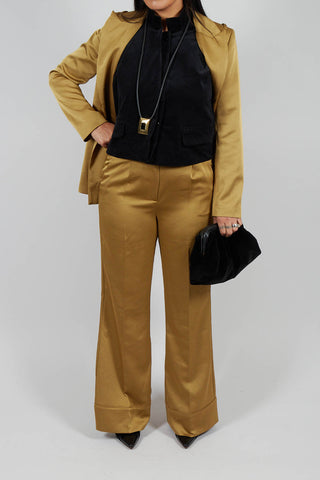 Gloss Satin Trousers in Tobacco