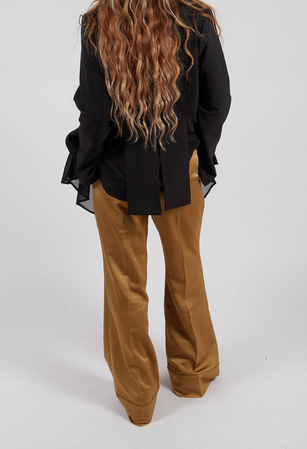 Gloss Satin Trousers in Tobacco