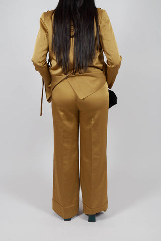 Gloss Satin Trousers in Tobacco