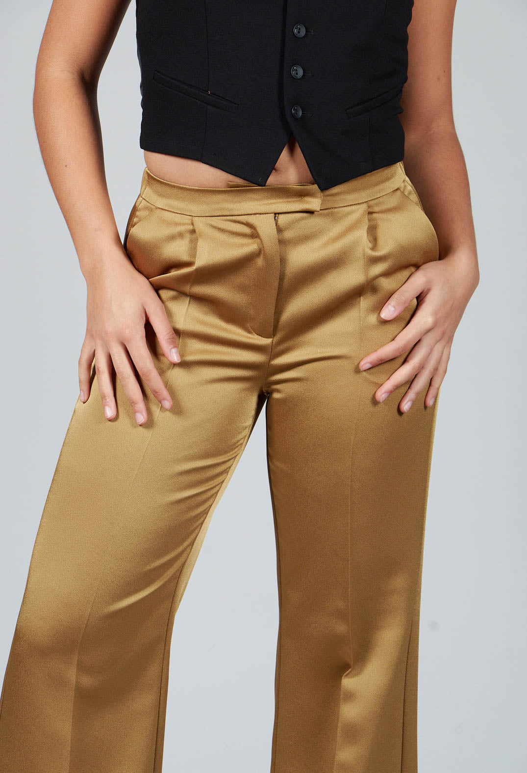 Gloss Satin Trousers in Tobacco
