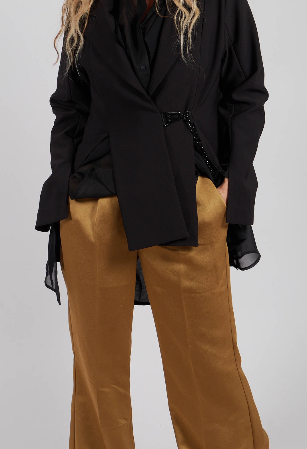 Gloss Satin Trousers in Tobacco