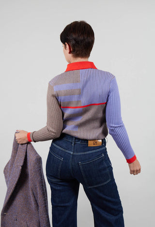 Collared Polo Style Jumper in Violet