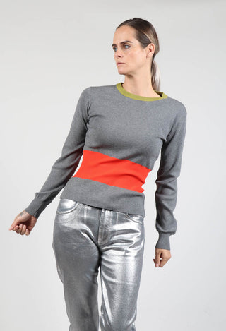 Jumper with Contrasting Detail in Grey