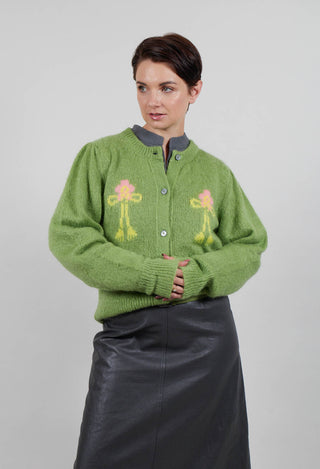 Fluffy Button Through Cardigan in Kiwi