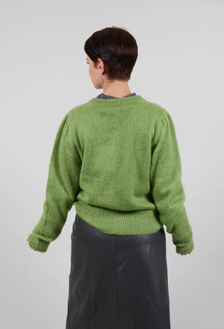 Fluffy Button Through Cardigan in Kiwi
