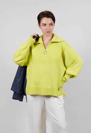 Half Zip Wool Jumper in Lime