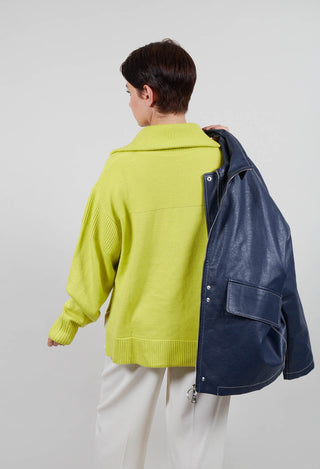 Half Zip Wool Jumper in Lime