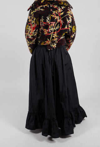 Taffeta Frill Hem Skirt in Black