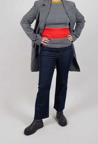 Straight Leg Jeans with Seam Detail in Blue
