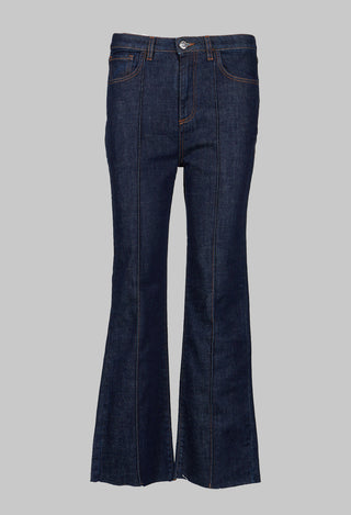 Straight Leg Jeans with Seam Detail in Blue