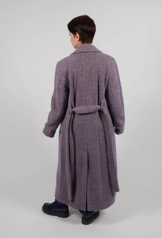Herringbone Long Coat in Viola Purple