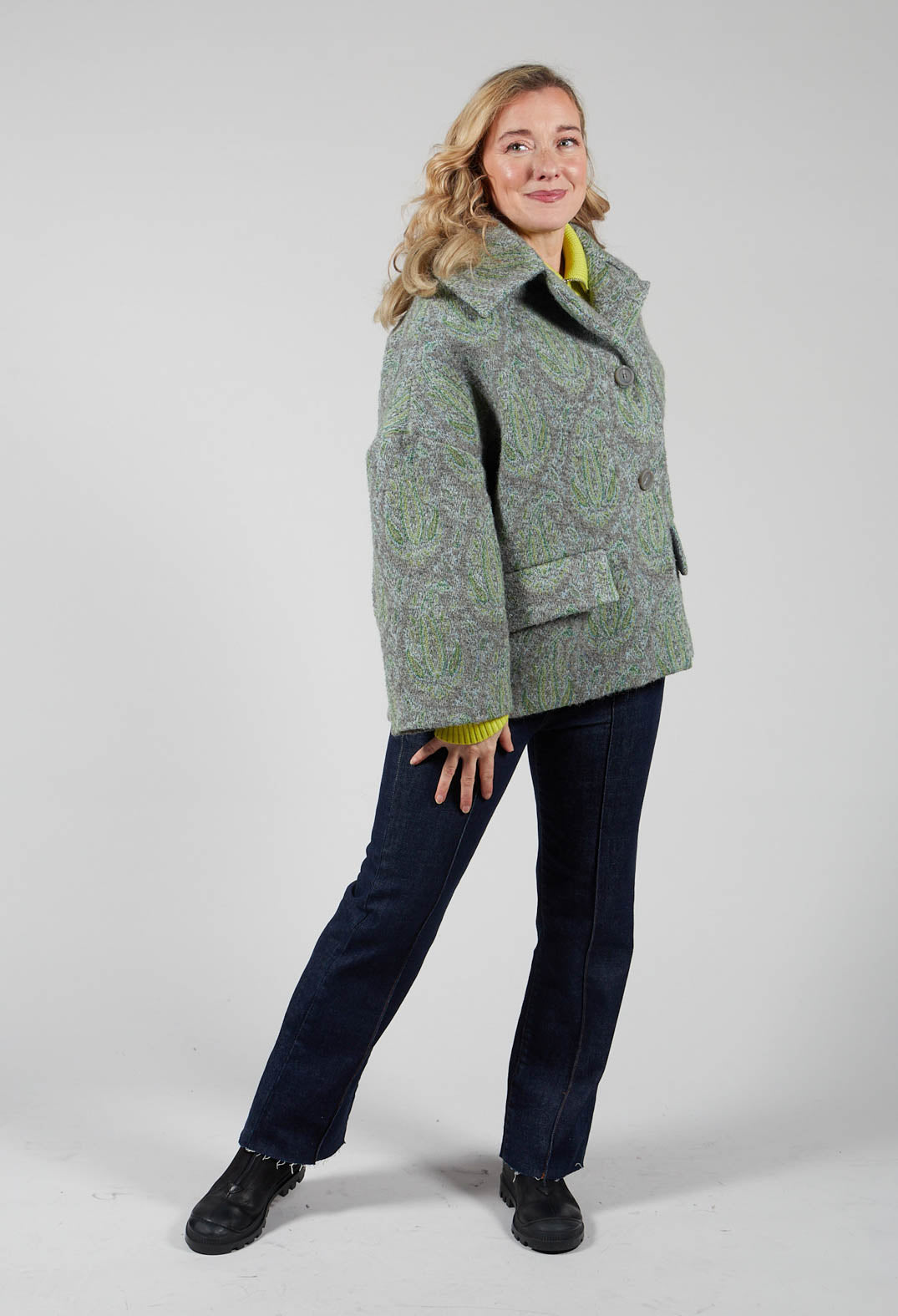 Half Zip Wool Jumper in Lime