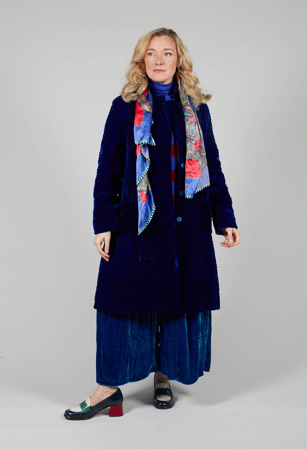 Colette Pomegranate Jacket in Velvet Plain Cobalt