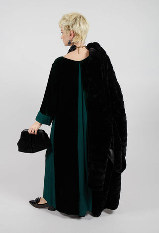 Circe Dress in Velvet Plain Bottle Green