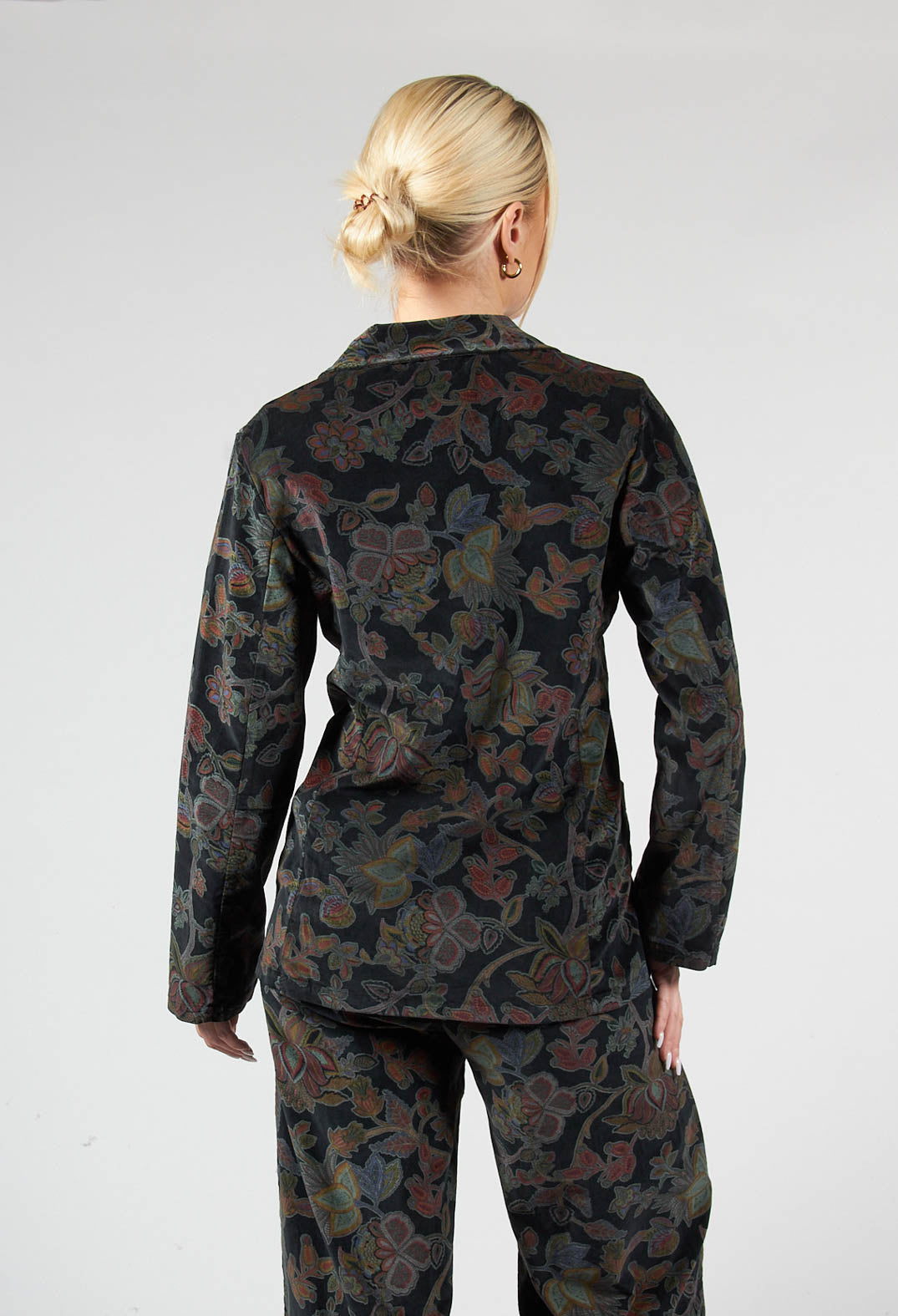 Paisley Print Velvet Blazer in Black