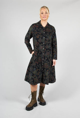 Paisley Print Cord Knee Length Top in Black