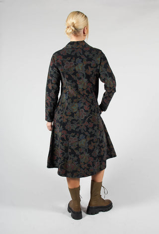 Paisley Print Cord Shirt Dress in Black
