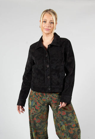 Paisley Print Short Cord Jacket in Black