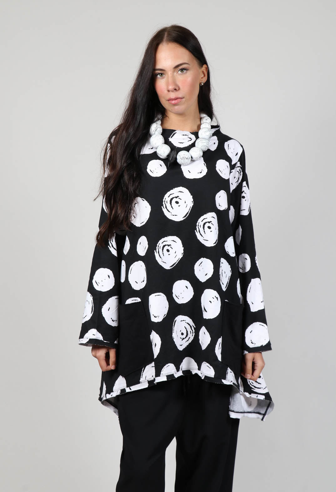Paint Polka Dot Print Top in Black