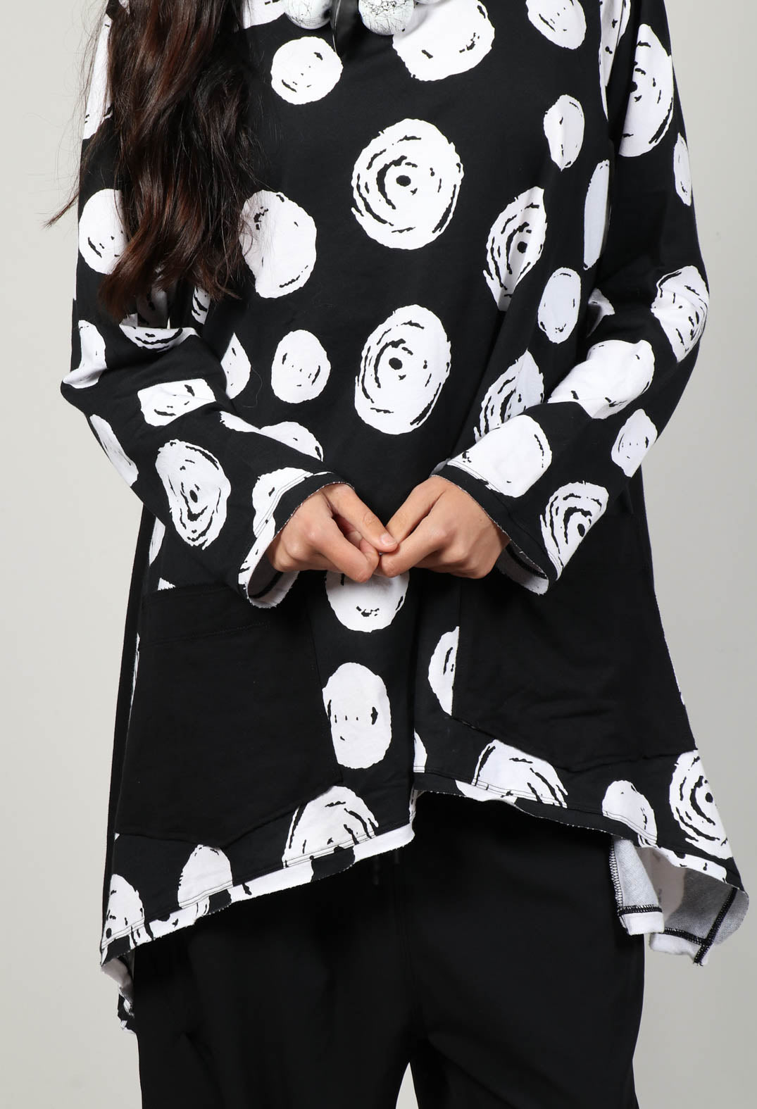 Paint Polka Dot Print Top in Black
