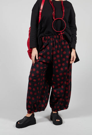 Wide Leg Trousers in Red Pois