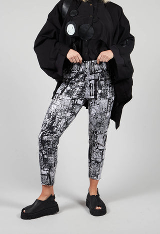 Newspaper Print Leggings in Black