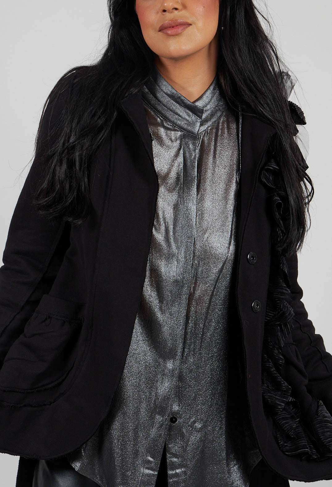 Ruffle Blazer in Black – Olivia May