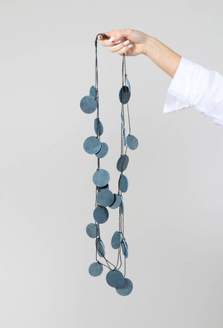 Multi Layered Button Necklace in Blu Collana