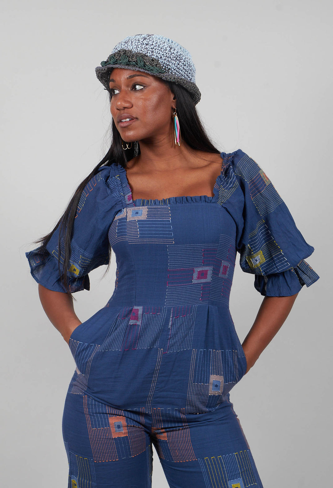 Molly Handwoven Jumpsuit in Indigo