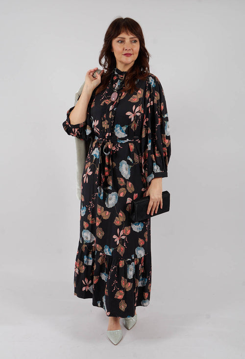 Flounce Dress in Bindweed Coal