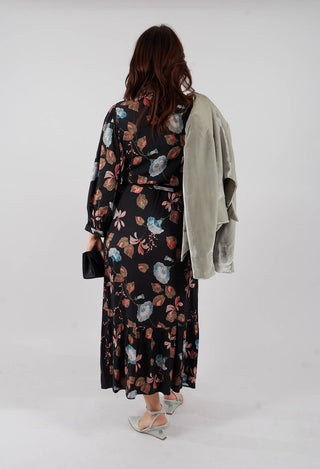 Flounce Dress in Bindweed Coal
