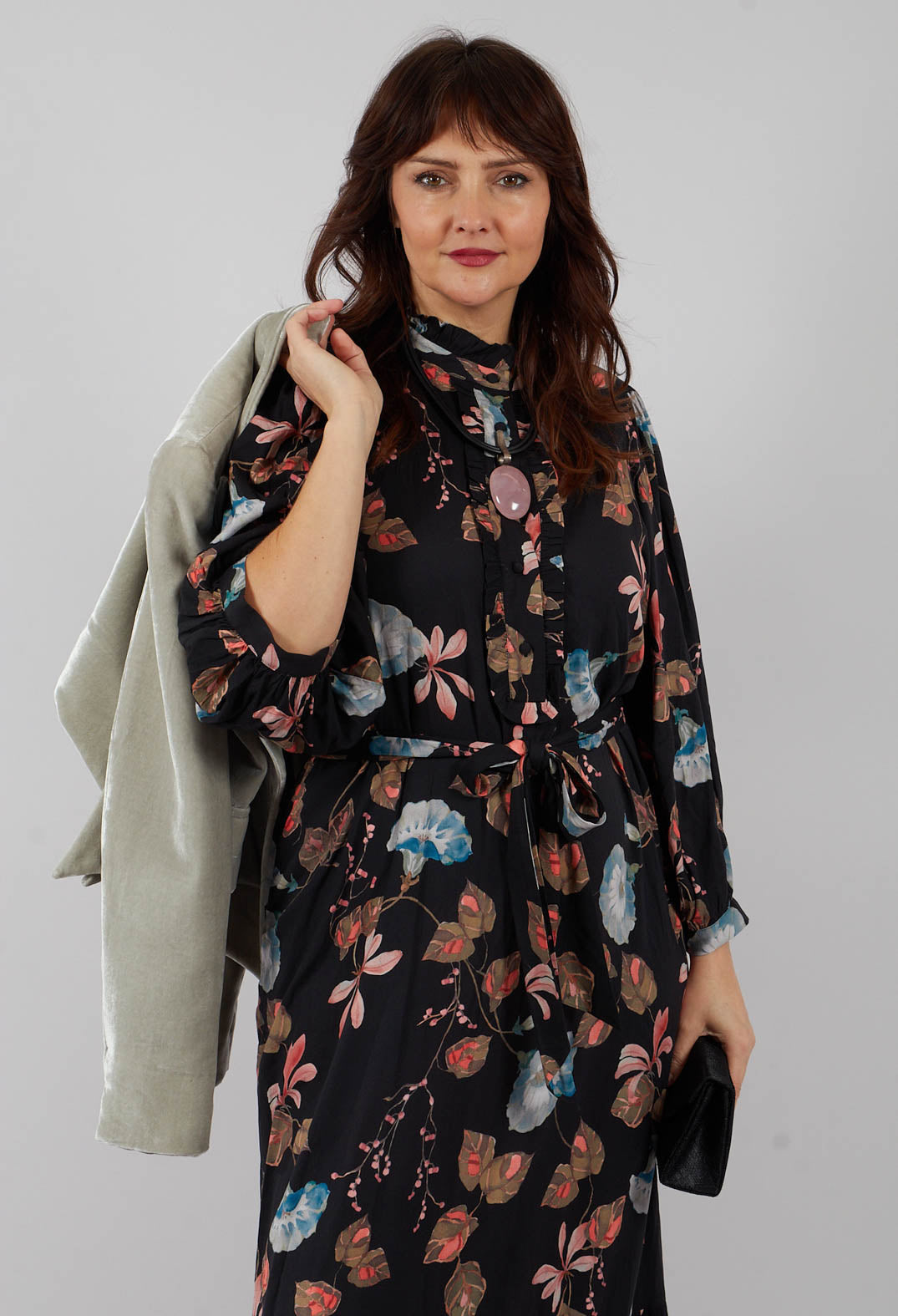 Flounce Dress in Bindweed Coal