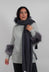 Cashmere Scarf with Fur Trim in Volcanic Rock Grey