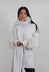 Cashmere Scarf with Fur Trim in Fog
