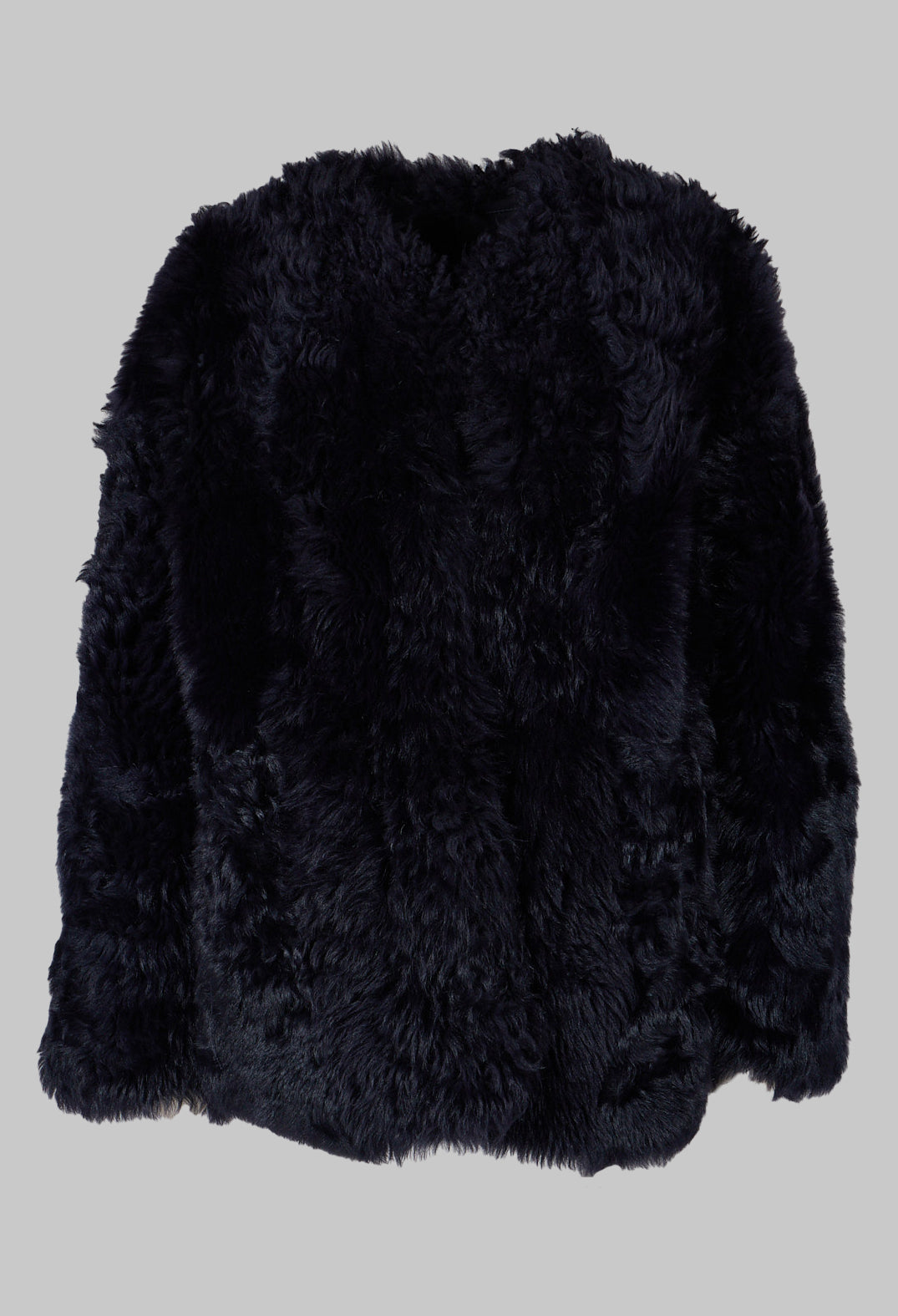 Reversible Shearling Coat with Fur Lining in Night Sky Navy