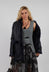 Reversible Shearling Coat with Fur Lining in Night Sky Navy