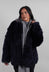 Reversible Shearling Coat with Fur Lining in Night Sky Navy